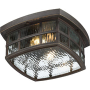 Quoizel Stonington 12in 2-Light Outdoor Lantern | Coastal Palladian Bronze and Clear Water Glass | Porch & Patio | 12 x 12 x 5.75 in | Model SNN1612PN