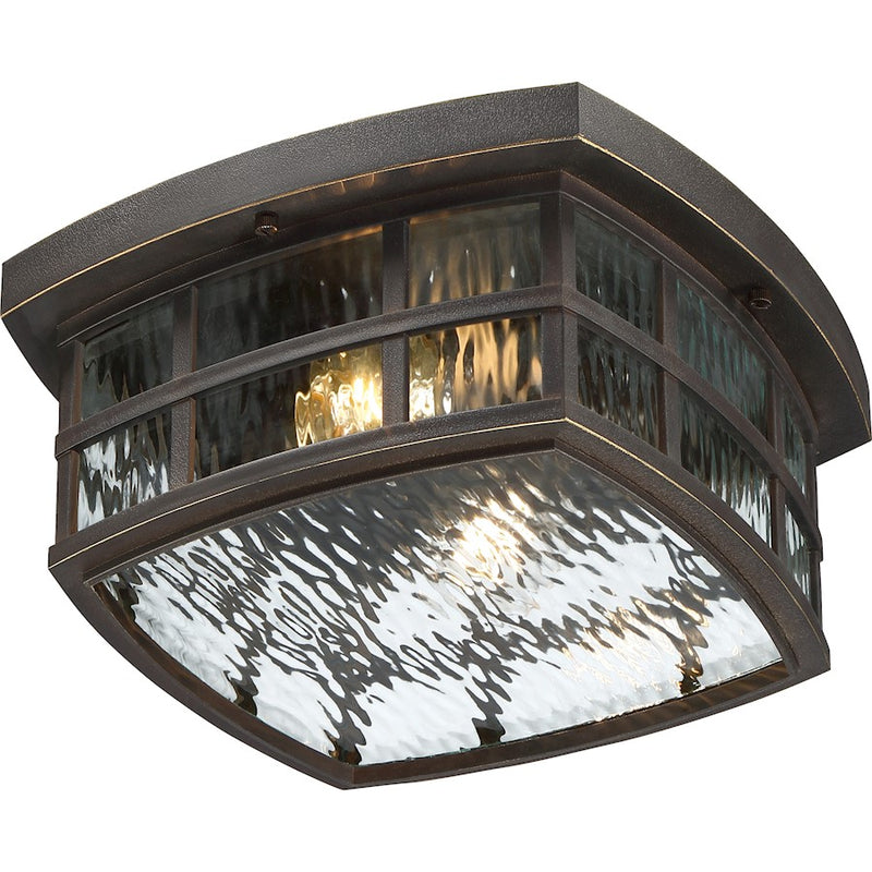 Quoizel Stonington 12in 2-Light Outdoor Lantern | Coastal Palladian Bronze and Clear Water Glass | Porch & Patio | 12 x 12 x 5.75 in | Model SNN1612PN