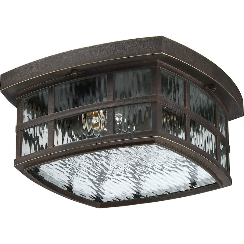 Quoizel Stonington 12in 2-Light Outdoor Lantern | Coastal Palladian Bronze and Clear Water Glass | Porch & Patio | 12 x 12 x 5.75 in | Model SNN1612PN