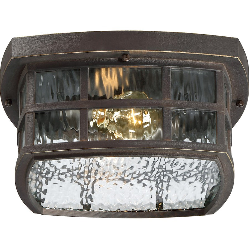 Quoizel Stonington 12in 2-Light Outdoor Lantern | Coastal Palladian Bronze and Clear Water Glass | Porch & Patio | 12 x 12 x 5.75 in | Model SNN1612PN