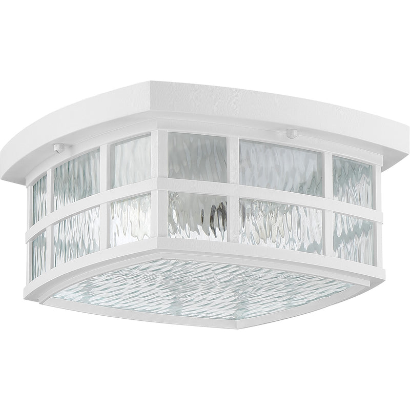 Quoizel Stonington 12in 2-Light Outdoor Wall Lantern | Traditional Matte White and Clear Water Glass | Front Porch & Entryway | Model SNN1612W