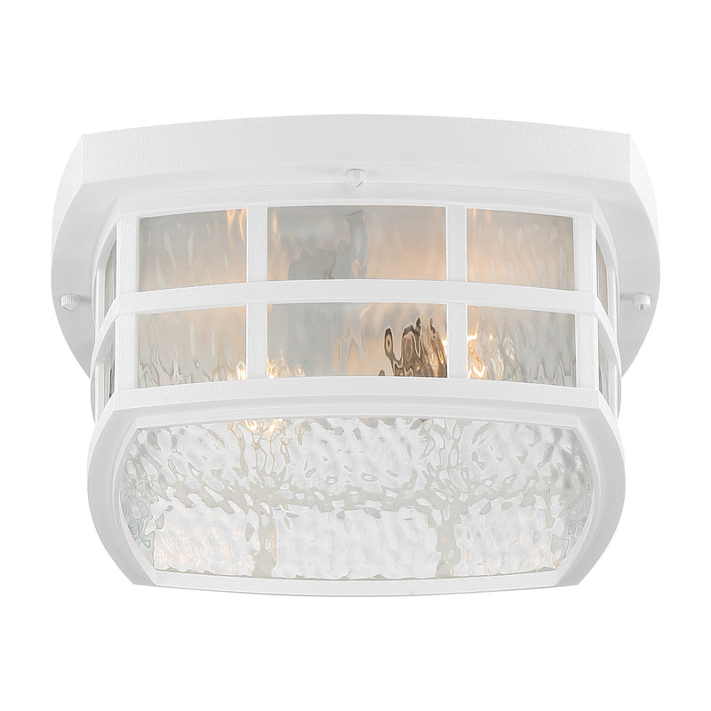 Quoizel Stonington 12in 2-Light Outdoor Wall Lantern | Traditional Matte White and Clear Water Glass | Front Porch & Entryway | Model SNN1612W