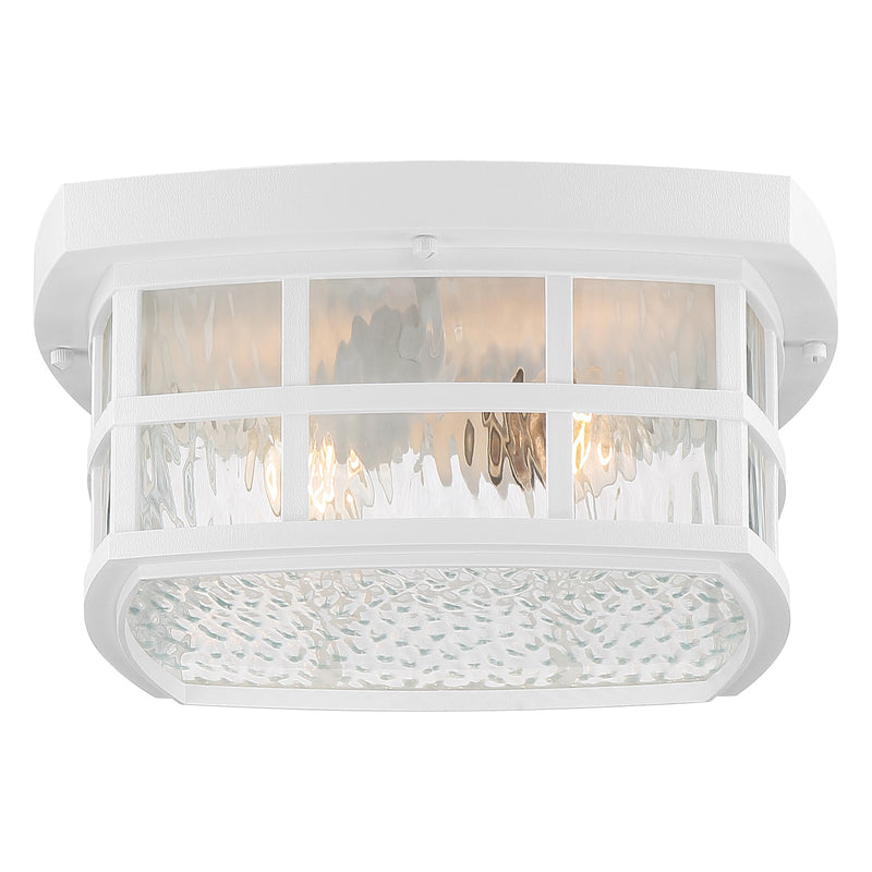 Quoizel Stonington 12in 2-Light Outdoor Wall Lantern | Traditional Matte White and Clear Water Glass | Front Porch & Entryway | Model SNN1612W