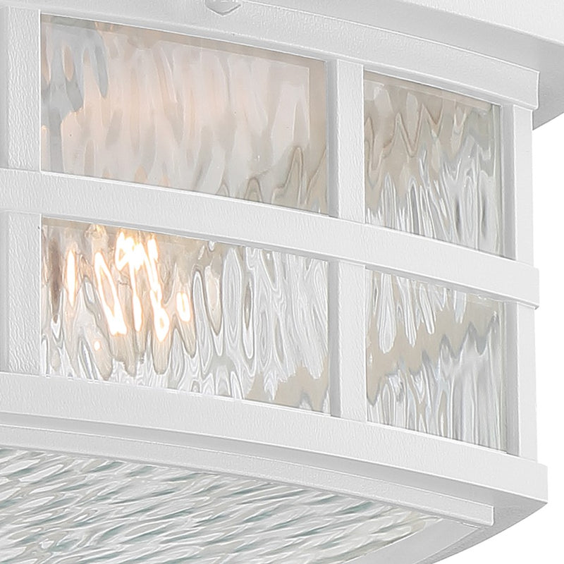 Quoizel Stonington 12in 2-Light Outdoor Wall Lantern | Traditional Matte White and Clear Water Glass | Front Porch & Entryway | Model SNN1612W