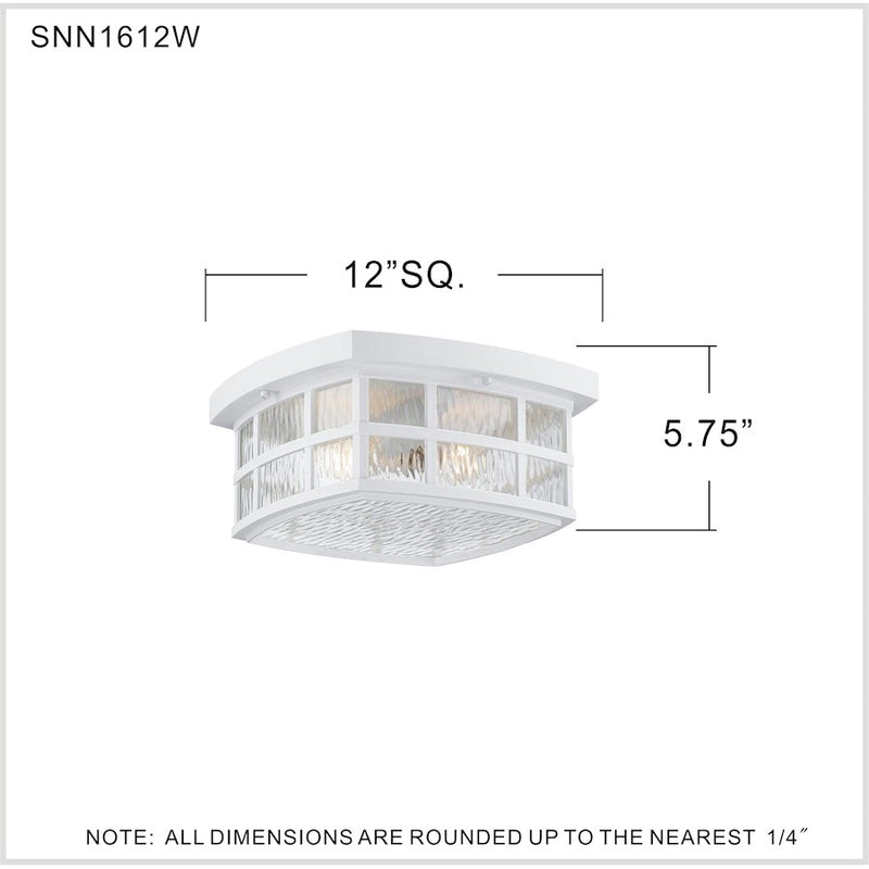 Quoizel Stonington 12in 2-Light Outdoor Wall Lantern | Traditional Matte White and Clear Water Glass | Front Porch & Entryway | Model SNN1612W