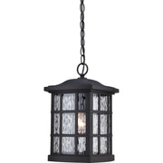Quoizel Stonington 9.5in 1-Light Outdoor Wall Lantern | Traditional Mystic Black and Clear Water Glass | Front Porch & Entryway | Model SNN1909K