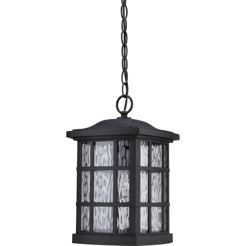 Quoizel Stonington 9.5in 1-Light Outdoor Wall Lantern | Traditional Mystic Black and Clear Water Glass | Front Porch & Entryway | Model SNN1909K