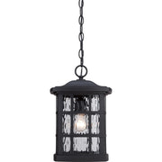 Quoizel Stonington 9.5in 1-Light Outdoor Wall Lantern | Traditional Mystic Black and Clear Water Glass | Front Porch & Entryway | Model SNN1909K