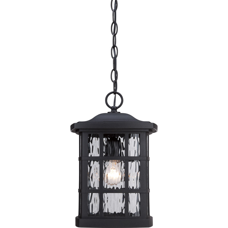 Quoizel Stonington 9.5in 1-Light Outdoor Wall Lantern | Traditional Mystic Black and Clear Water Glass | Front Porch & Entryway | Model SNN1909K