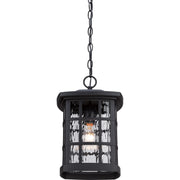 Quoizel Stonington 9.5in 1-Light Outdoor Wall Lantern | Traditional Mystic Black and Clear Water Glass | Front Porch & Entryway | Model SNN1909K