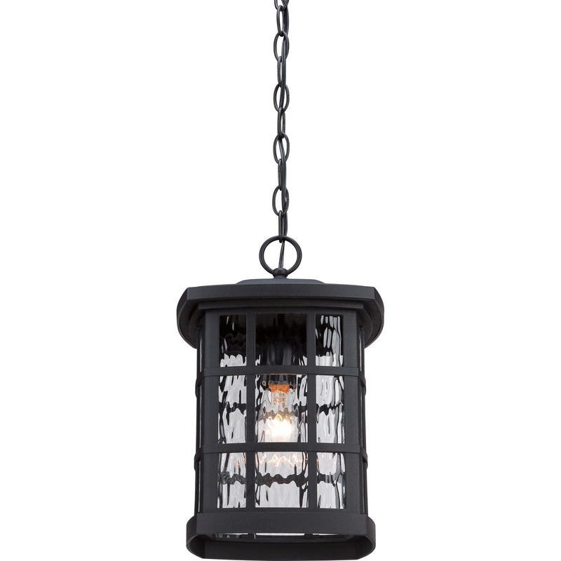 Quoizel Stonington 9.5in 1-Light Outdoor Wall Lantern | Traditional Mystic Black and Clear Water Glass | Front Porch & Entryway | Model SNN1909K