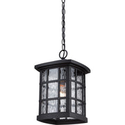 Quoizel Stonington 9.5in 1-Light Outdoor Wall Lantern | Traditional Mystic Black and Clear Water Glass | Front Porch & Entryway | Model SNN1909K