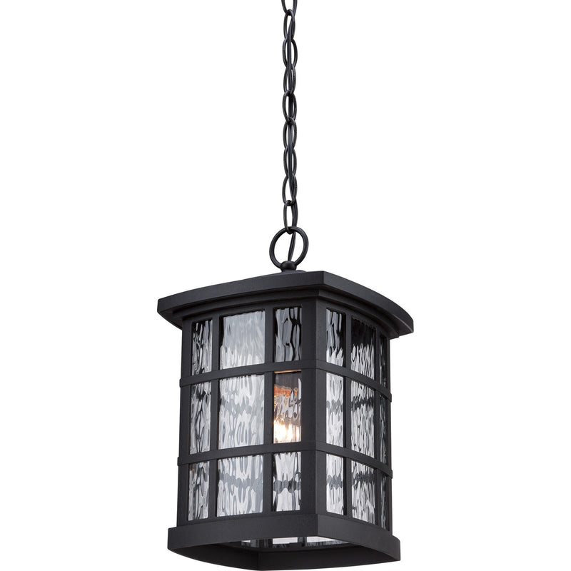 Quoizel Stonington 9.5in 1-Light Outdoor Wall Lantern | Traditional Mystic Black and Clear Water Glass | Front Porch & Entryway | Model SNN1909K