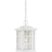 Quoizel Stonington 9.5in 1-Light Outdoor Wall Lantern | Traditional Matte White and Clear Water Glass | Front Porch & Entryway | Model SNN1909W
