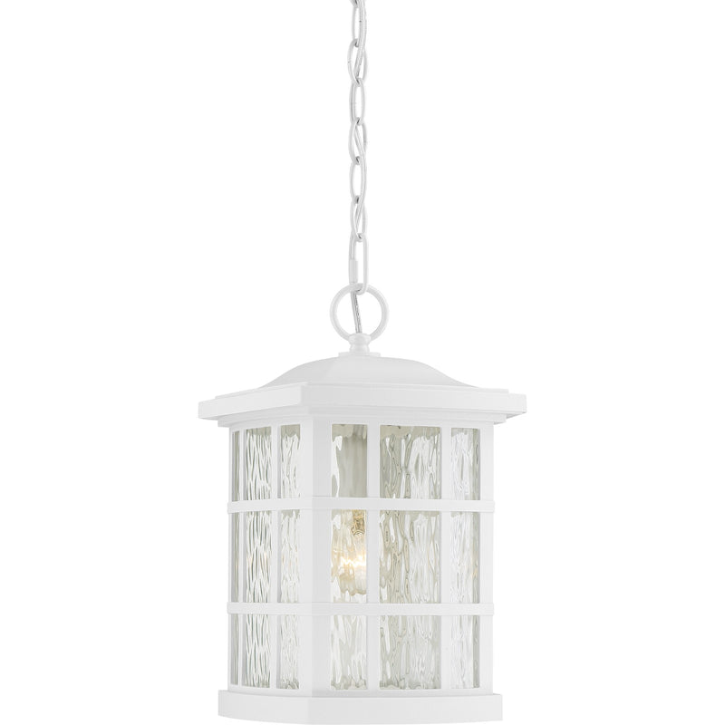 Quoizel Stonington 9.5in 1-Light Outdoor Wall Lantern | Traditional Matte White and Clear Water Glass | Front Porch & Entryway | Model SNN1909W