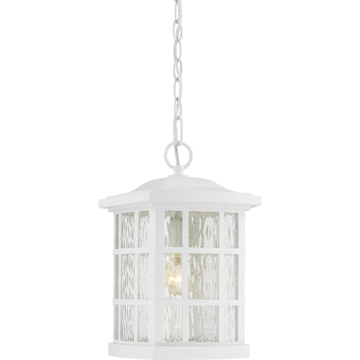 Quoizel Stonington 9.5in 1-Light Outdoor Wall Lantern | Traditional Matte White and Clear Water Glass | Front Porch & Entryway | Model SNN1909W