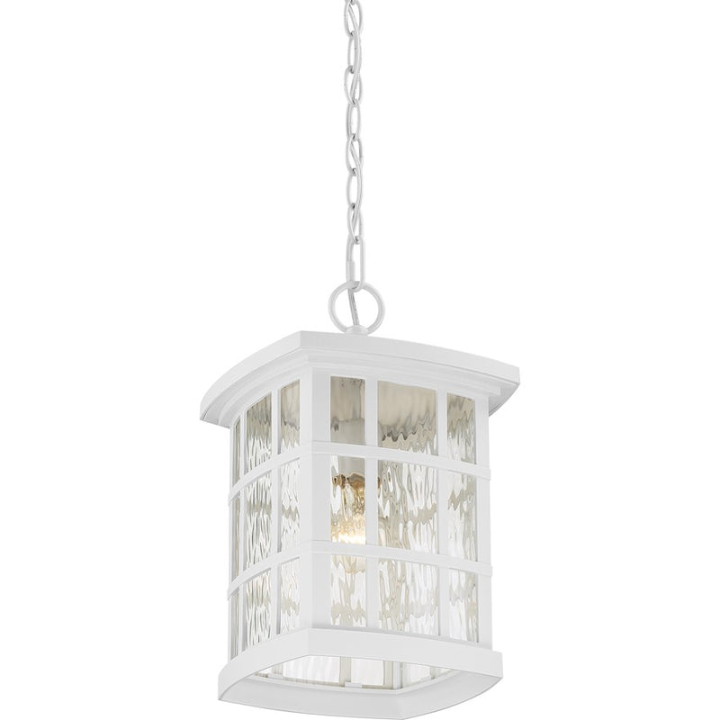 Quoizel Stonington 9.5in 1-Light Outdoor Wall Lantern | Traditional Matte White and Clear Water Glass | Front Porch & Entryway | Model SNN1909W
