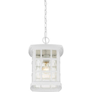 Quoizel Stonington 9.5in 1-Light Outdoor Wall Lantern | Traditional Matte White and Clear Water Glass | Front Porch & Entryway | Model SNN1909W