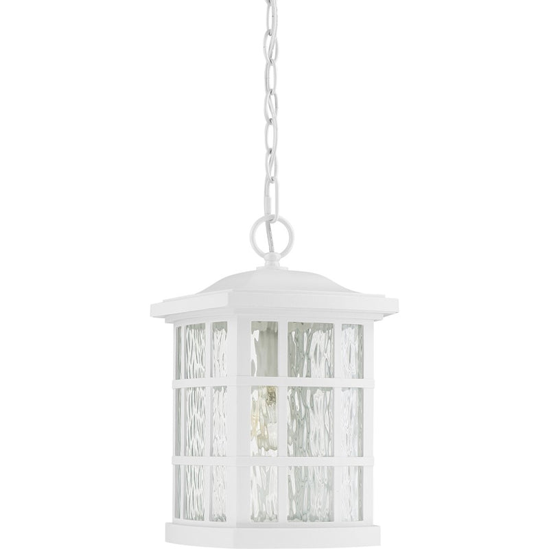 Quoizel Stonington 9.5in 1-Light Outdoor Wall Lantern | Traditional Matte White and Clear Water Glass | Front Porch & Entryway | Model SNN1909W