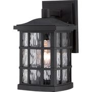Quoizel Stonington 10in 1-Light Outdoor Wall Lantern | Traditional Mystic Black and Clear Water Glass | Entryway & Porch | Model SNN8406K