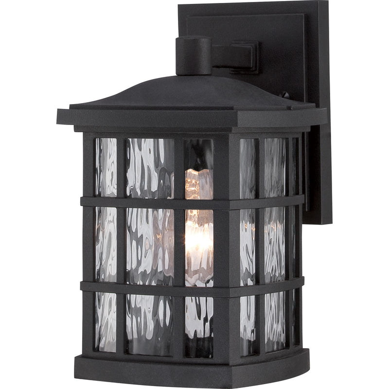 Quoizel Stonington 10in 1-Light Outdoor Wall Lantern | Traditional Mystic Black and Clear Water Glass | Entryway & Porch | Model SNN8406K