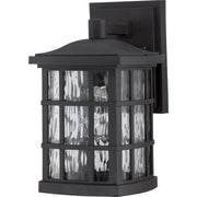 Quoizel Stonington 10in 1-Light Outdoor Wall Lantern | Traditional Mystic Black and Clear Water Glass | Entryway & Porch | Model SNN8406K