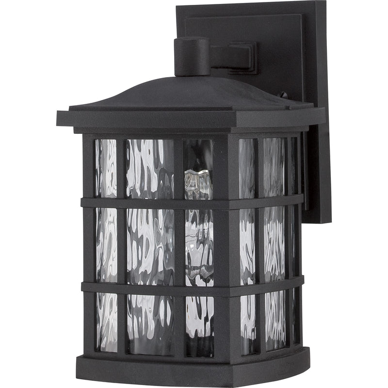 Quoizel Stonington 10in 1-Light Outdoor Wall Lantern | Traditional Mystic Black and Clear Water Glass | Entryway & Porch | Model SNN8406K