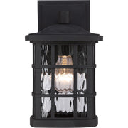 Quoizel Stonington 10in 1-Light Outdoor Wall Lantern | Traditional Mystic Black and Clear Water Glass | Entryway & Porch | Model SNN8406K