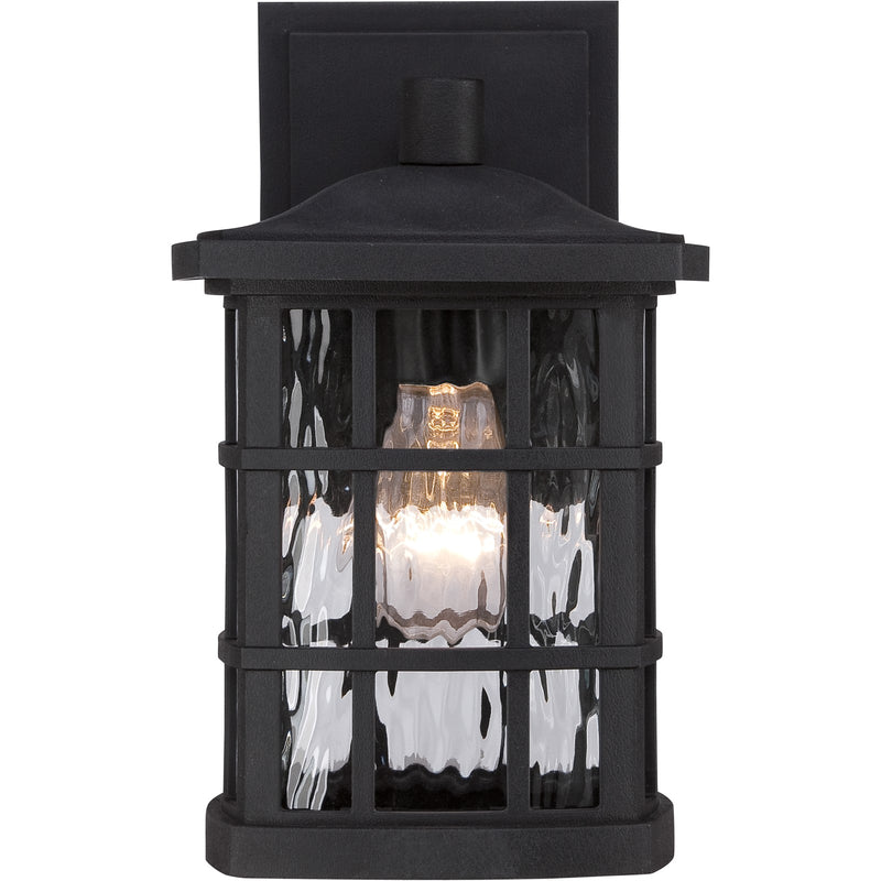 Quoizel Stonington 10in 1-Light Outdoor Wall Lantern | Traditional Mystic Black and Clear Water Glass | Entryway & Porch | Model SNN8406K