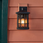 Quoizel Stonington 10in 1-Light Outdoor Wall Lantern | Traditional Mystic Black and Clear Water Glass | Entryway & Porch | Model SNN8406K