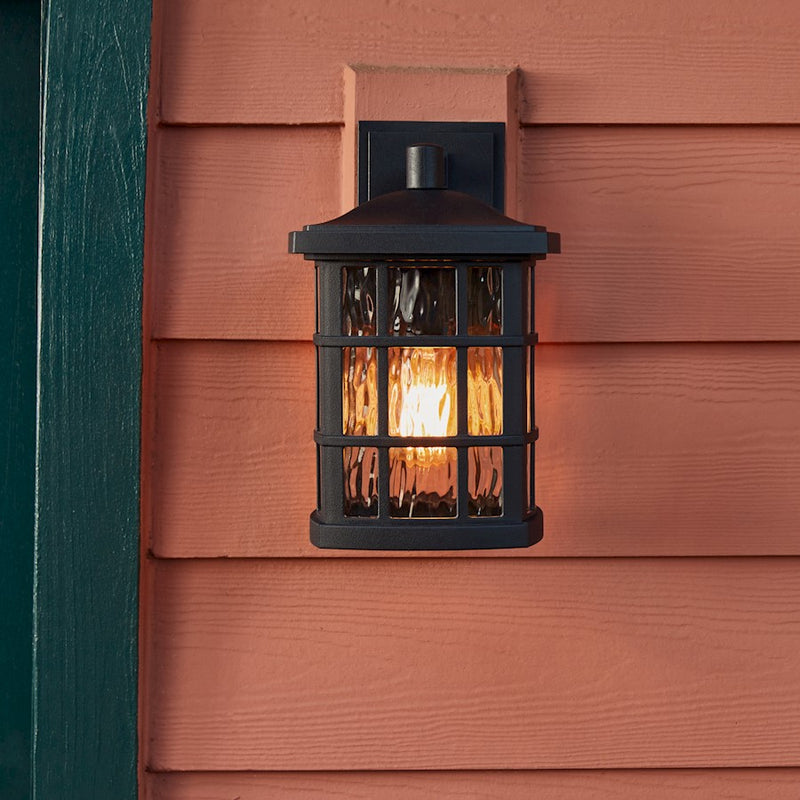 Quoizel Stonington 10in 1-Light Outdoor Wall Lantern | Traditional Mystic Black and Clear Water Glass | Entryway & Porch | Model SNN8406K