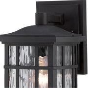 Quoizel Stonington 10in 1-Light Outdoor Wall Lantern | Traditional Mystic Black and Clear Water Glass | Entryway & Porch | Model SNN8406K