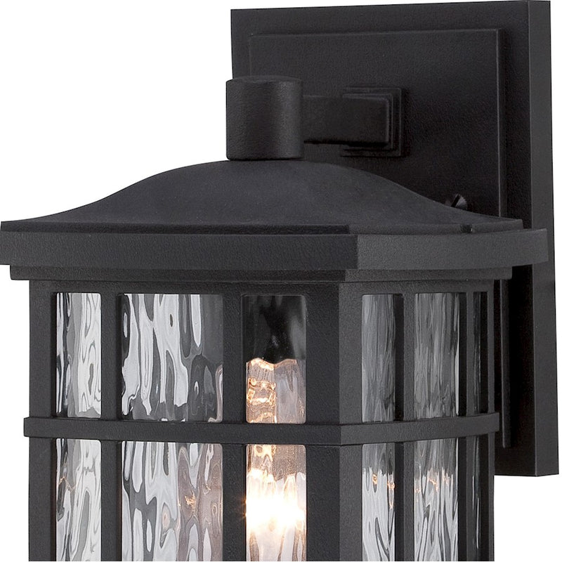 Quoizel Stonington 10in 1-Light Outdoor Wall Lantern | Traditional Mystic Black and Clear Water Glass | Entryway & Porch | Model SNN8406K