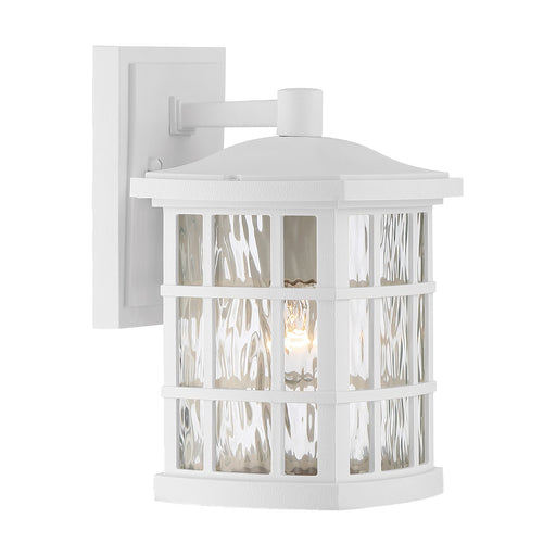 Quoizel Stonington 10in 1-Light Outdoor Wall Lantern | Traditional Matte White and Clear Water Glass | Entryway & Porch | Model SNN8406W
