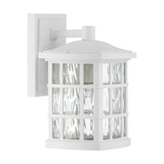Quoizel Stonington 10in 1-Light Outdoor Wall Lantern | Traditional Matte White and Clear Water Glass | Entryway & Porch | Model SNN8406W