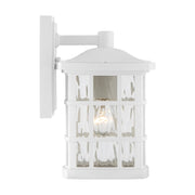 Quoizel Stonington 10in 1-Light Outdoor Wall Lantern | Traditional Matte White and Clear Water Glass | Entryway & Porch | Model SNN8406W