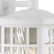 Quoizel Stonington 10in 1-Light Outdoor Wall Lantern | Traditional Matte White and Clear Water Glass | Entryway & Porch | Model SNN8406W