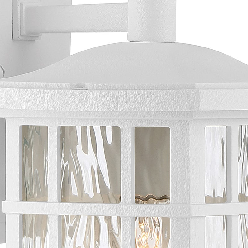 Quoizel Stonington 10in 1-Light Outdoor Wall Lantern | Traditional Matte White and Clear Water Glass | Entryway & Porch | Model SNN8406W