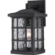 Quoizel Stonington 13in 1-Light Outdoor Wall Lantern | Traditional Mystic Black and Clear Water Glass | Entryway & Porch | Model SNN8408K