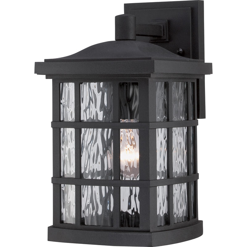 Quoizel Stonington 13in 1-Light Outdoor Wall Lantern | Traditional Mystic Black and Clear Water Glass | Entryway & Porch | Model SNN8408K