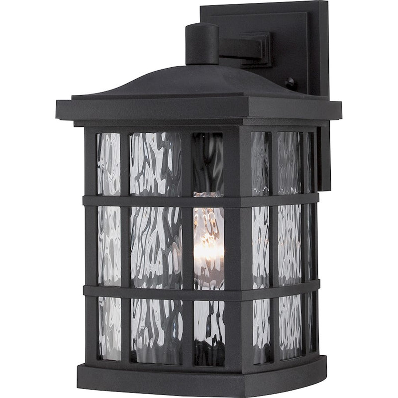 Quoizel Stonington 13in 1-Light Outdoor Wall Lantern | Traditional Mystic Black and Clear Water Glass | Entryway & Porch | Model SNN8408K