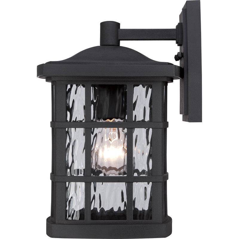 Quoizel Stonington 13in 1-Light Outdoor Wall Lantern | Traditional Mystic Black and Clear Water Glass | Entryway & Porch | Model SNN8408K