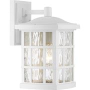Quoizel Stonington 13in 1-Light Outdoor Wall Lantern | Traditional Matte White and Clear Water Glass | Porch & Patio | 8 x 9 x 13 in | Model SNN8408W