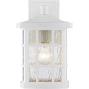 Quoizel Stonington 13in 1-Light Outdoor Wall Lantern | Traditional Matte White and Clear Water Glass | Porch & Patio | 8 x 9 x 13 in | Model SNN8408W