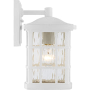 Quoizel Stonington 13in 1-Light Outdoor Wall Lantern | Traditional Matte White and Clear Water Glass | Porch & Patio | 8 x 9 x 13 in | Model SNN8408W