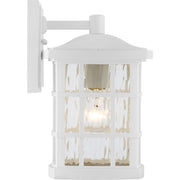 Quoizel Stonington 13in 1-Light Outdoor Wall Lantern | Traditional Matte White and Clear Water Glass | Porch & Patio | 8 x 9 x 13 in | Model SNN8408W