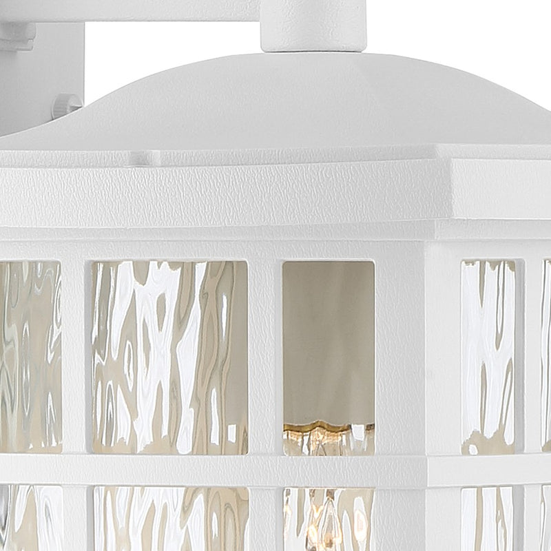 Quoizel Stonington 13in 1-Light Outdoor Wall Lantern | Traditional Matte White and Clear Water Glass | Porch & Patio | 8 x 9 x 13 in | Model SNN8408W