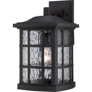 Quoizel Stonington 15in 1-Light Outdoor Wall Lantern | Traditional Mystic Black and Clear Water Glass | Porch & Patio | Model SNN8409K