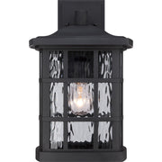 Quoizel Stonington 15in 1-Light Outdoor Wall Lantern | Traditional Mystic Black and Clear Water Glass | Porch & Patio | Model SNN8409K