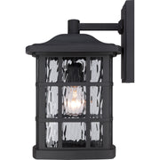 Quoizel Stonington 15in 1-Light Outdoor Wall Lantern | Traditional Mystic Black and Clear Water Glass | Porch & Patio | Model SNN8409K